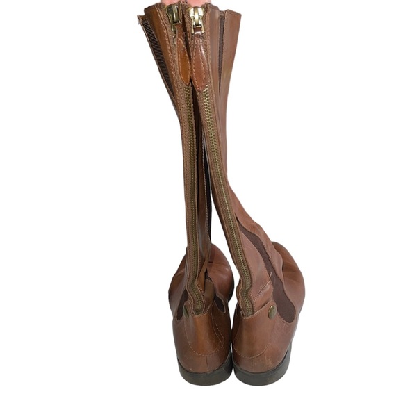 Franco Sarto Tahini Brown Leather Tall Zippered Boot with Button Detail Sz 8.5 - Picture 7 of 12